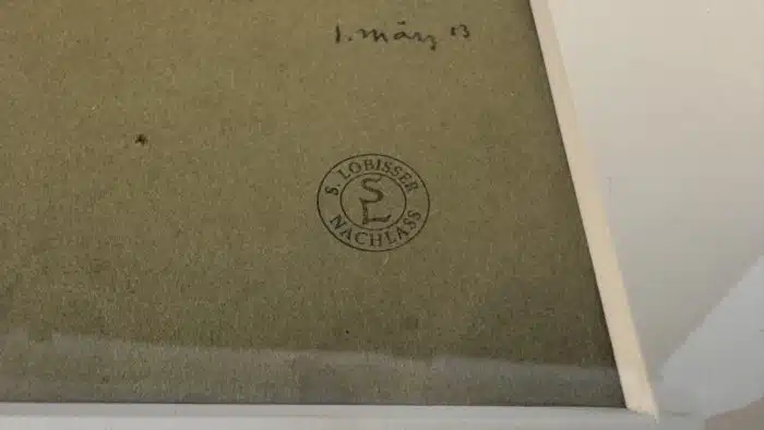 Switbert Lobisser - Kohle Zeichnung Deckweiss - Montafoner Stier betitelt datiert März 1913 Nachlass  Stempel – Bild 6