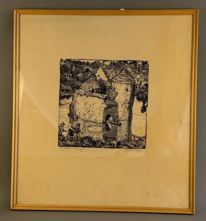 Switbert Lobisser - Holzschnitt - Kleine Belagerung original HS 1930 op.119 54x49cm signiert nummeriert gerahmt verglast