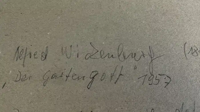 Alfred von Wickenburg Gartengott 1957 Zeichnung mit blauem Kuli signiert und datiert 50 x 39,5 cm – Bild 7