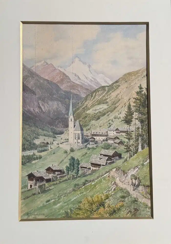 Rudolf Reschreiter Aquarell Heiligenblut signiert 50 x 32 cm