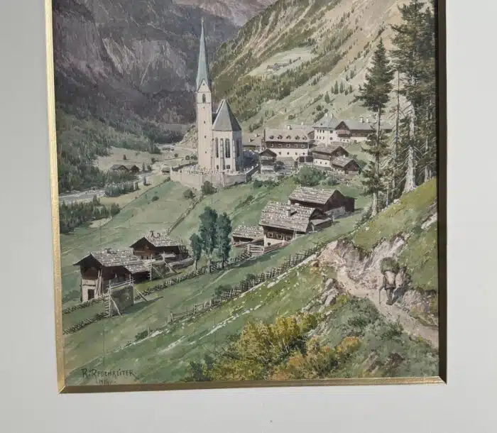 Rudolf Reschreiter Aquarell Heiligenblut signiert 50 x 32 cm – Bild 3
