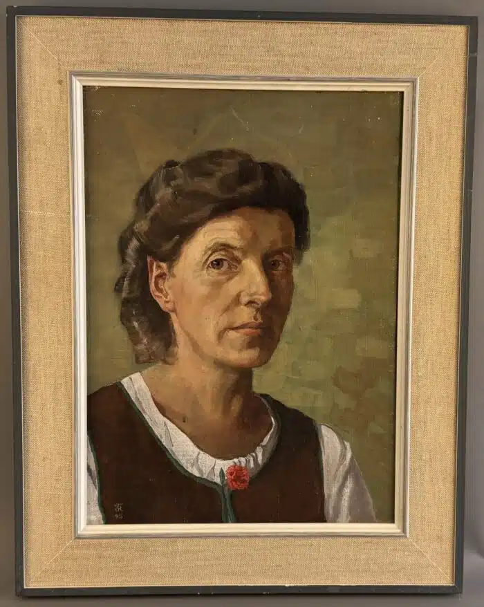 Felix Kraus Portrait Öl auf Platte signiert datiert 45 -  44 x 56 cm