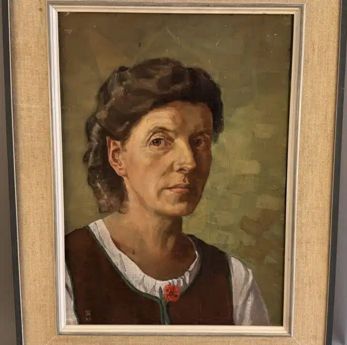 Felix Kraus Portrait Öl auf Platte signiert datiert 45 -  44 x 56 cm – Bild 2
