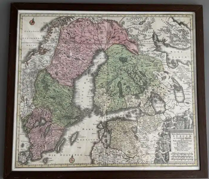 Landkarte Schweden Nova Mappa Georgaphica Suecia  64x 56 cm