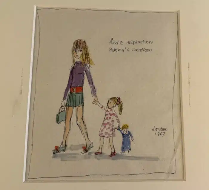 Bettina Ehrlich-Bauer Lisa`s Inspiration London 1967 Mode Sketch auf Japan 32 x 40 cm – Bild 2