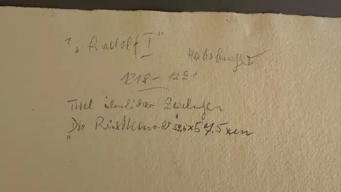 Alfred von Wickenburg Rudolf I Habsburger 1960 Zeichnung mit blauem Kuli signiert und datiert 58 x 40 cm – Bild 6