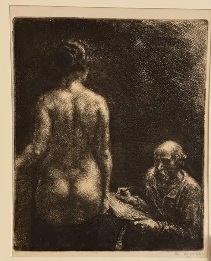Karl Sterrer Der Maler und sein Modell Radierung  um 1940 signiert 28 x 23 cm – Bild 2