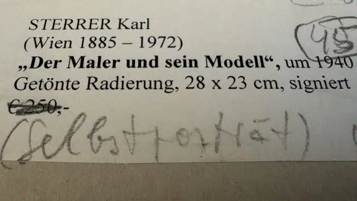Karl Sterrer Der Maler und sein Modell Radierung  um 1940 signiert 28 x 23 cm – Bild 5