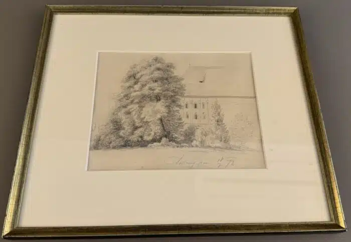Markus Pernhart Bleistiftzeichnung Viktring Schlosspark 18.08.1852  31,5 x 27,5