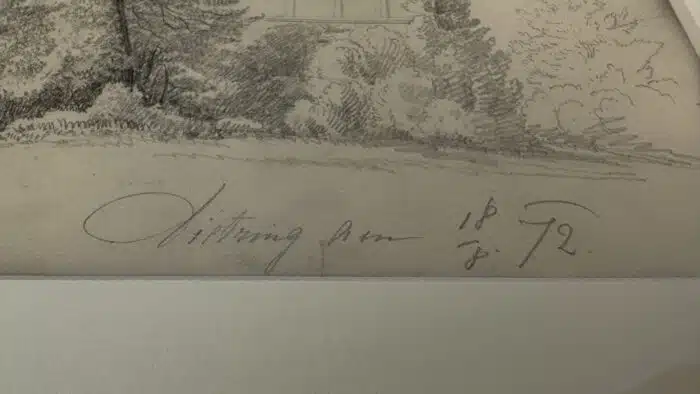 Markus Pernhart Bleistiftzeichnung Viktring Schlosspark 18.08.1852  31,5 x 27,5 – Bild 3