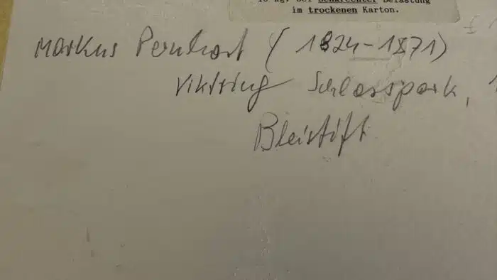 Markus Pernhart Bleistiftzeichnung Viktring Schlosspark 18.08.1852  31,5 x 27,5 – Bild 6