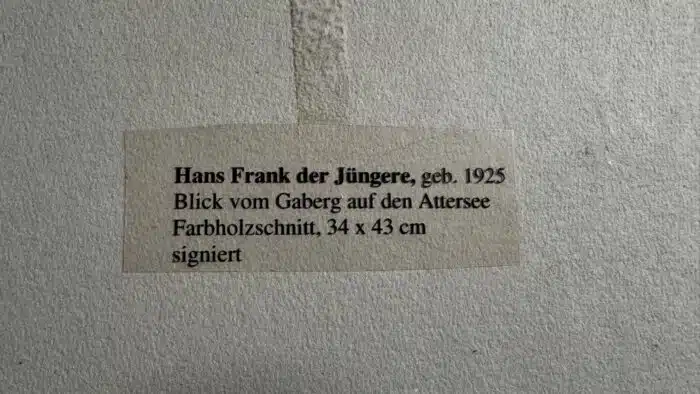 Hans Frank der Jüngere Farbholzschnitt Blick vom Gaberg auf den Attersee signiert 43 x 34 cm – Bild 5