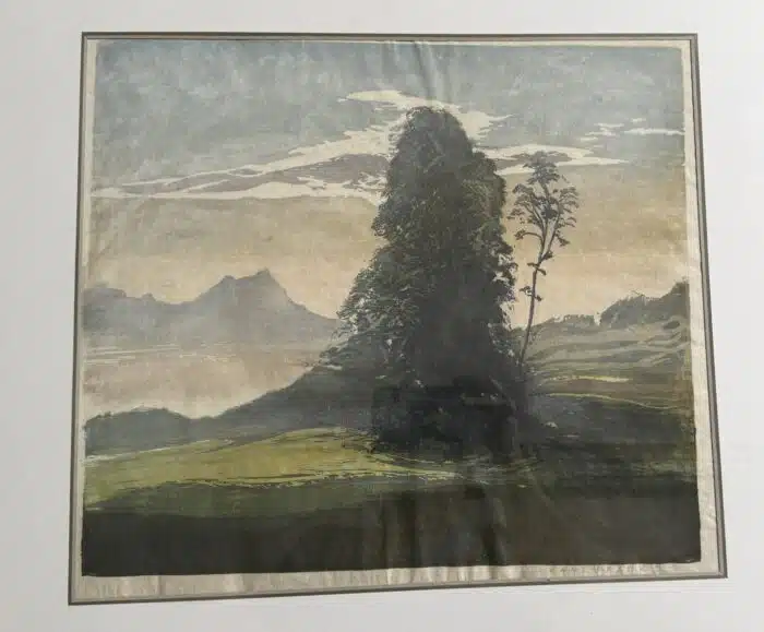 Hans Frank der Jüngere Farbholzschnitt  Juniabend im Salzkammergut 44 x 35 cm – Bild 2