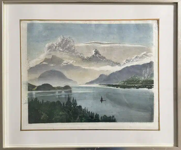 Hans Frank der Jüngere Farbholzschnitt Salzkammergutsee 43 x 34 cm