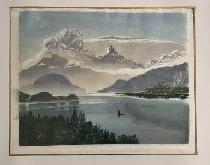 Hans Frank der Jüngere Farbholzschnitt Salzkammergutsee 43 x 34 cm – Bild 2
