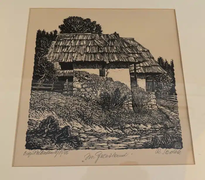 Rudolf Sodek Holzschnitt Im Grenzland 25 x 25 cm signiert – Bild 2