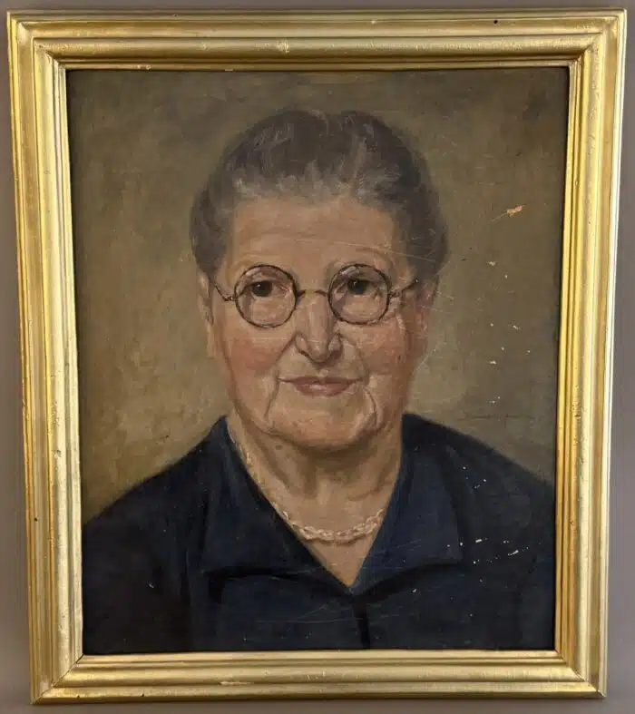 Hermann Poschinger Portrait Öl auf Platte beschädigt 49 x 41 cm