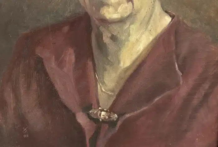 Felix Kraus Portrait Öl auf Platte signiert datiert 46 -  40 x 56 cm – Bild 3