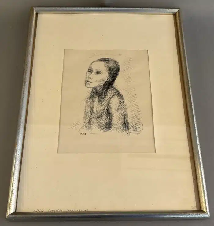 Georg Ehrlich Portrait Bettina Ehrlich  Lithographie 45 x 33 cm