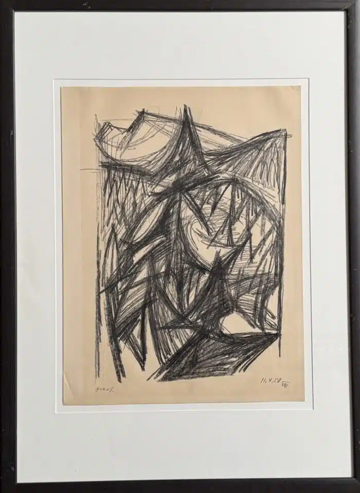 Ernst Graef Bergwald Kohle signiert und datiert 1958