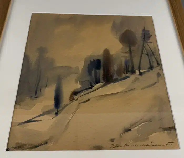 Peter Brandstätter "Landschaft" signiert datiert 60, Aquarell auf Papier 55 x 45 cm – Bild 2