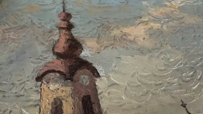 Willi Geiger Öl auf Platte Kirche St. Martin Villach signiert datiert 48 – Bild 4