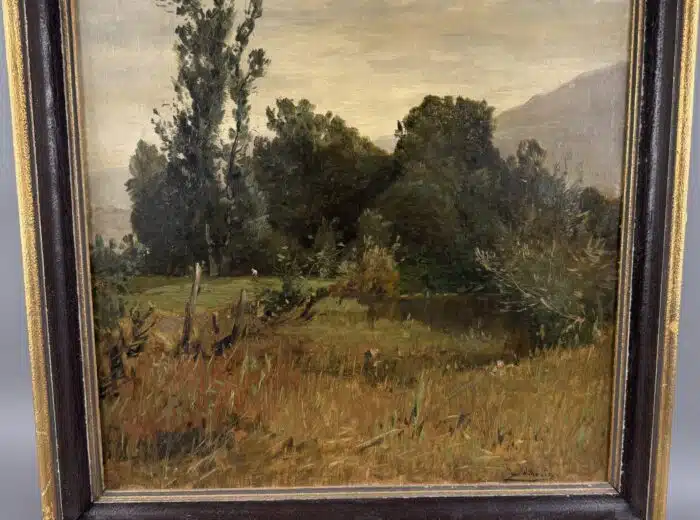 Ludwig Willroider Landschaftsbild signiert Lud. Willroider, Öl auf Leinwand rückseitig beschrieben  66 x 55,5 – Bild 3