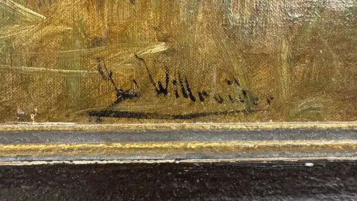 Ludwig Willroider Landschaftsbild signiert Lud. Willroider, Öl auf Leinwand rückseitig beschrieben  66 x 55,5 – Bild 4