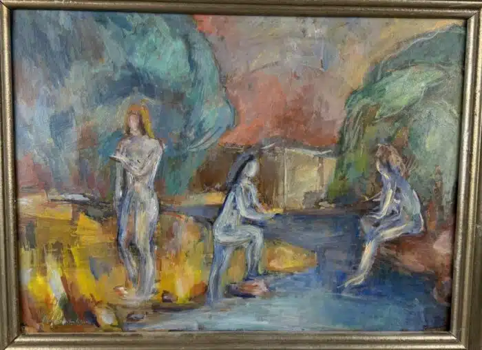 Arnold Clementschitsch Die Badenden signiert Clementschitsch Öl/Leinwand 60,5 x 47,5 – Bild 2