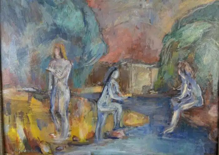 Arnold Clementschitsch Die Badenden signiert Clementschitsch Öl/Leinwand 60,5 x 47,5 – Bild 5