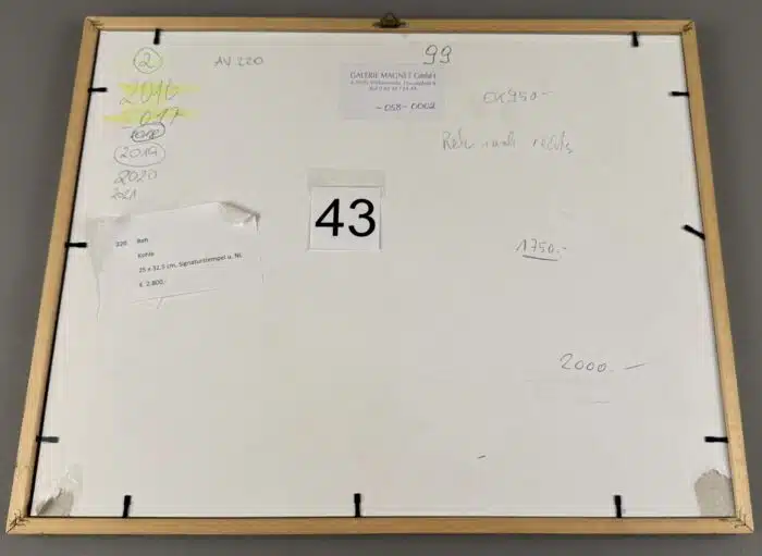Ludwig Heinrich Jungnickel Reh Kohlezeichnung signiert 53 x 41 cm – Bild 5