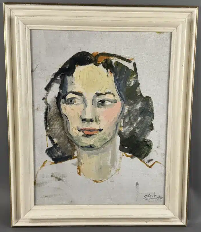Kurt Schmidt Portrait Öl auf Leinwand signiert 50,5 x 41,5 cm