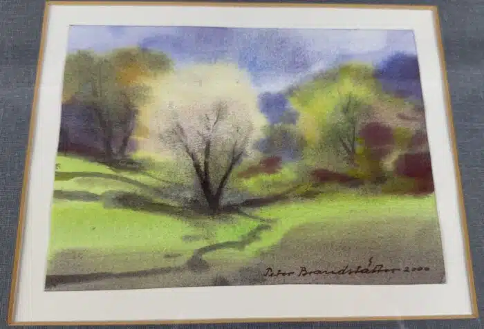 Peter Brandstätter "Landschaft" signiert datiert 2000, Aquarell auf Papier 40 x 34 cm – Bild 2