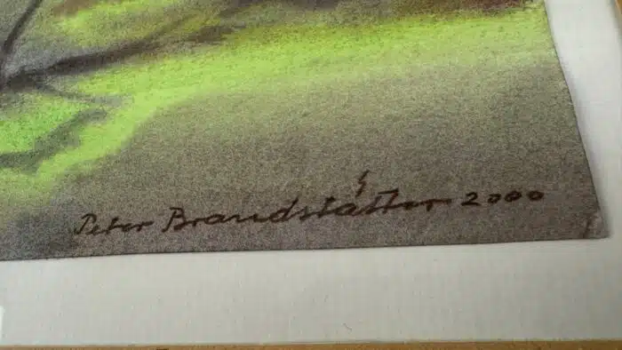 Peter Brandstätter "Landschaft" signiert datiert 2000, Aquarell auf Papier 40 x 34 cm – Bild 3