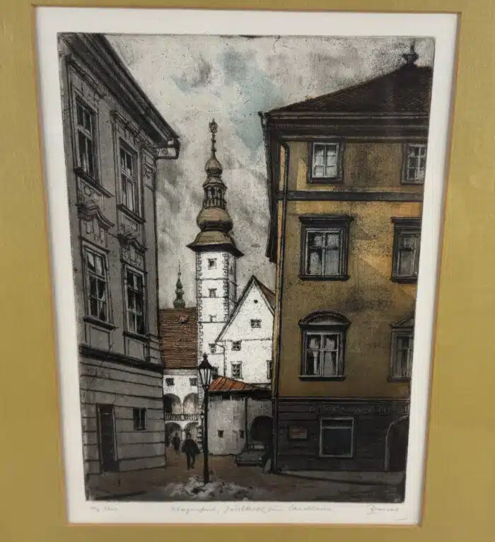 Wilhelm Loisel Klagenfurt Durchblick zum Landhaus  Lithographie signiert 53 x 40,5 cm – Bild 2