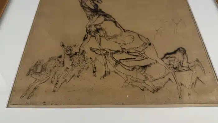 Ludwig Heinrich Jungnickel  "Hirsch mit Familie", 1915, Kaltnadelradierung  53 x 41 cm – Bild 4