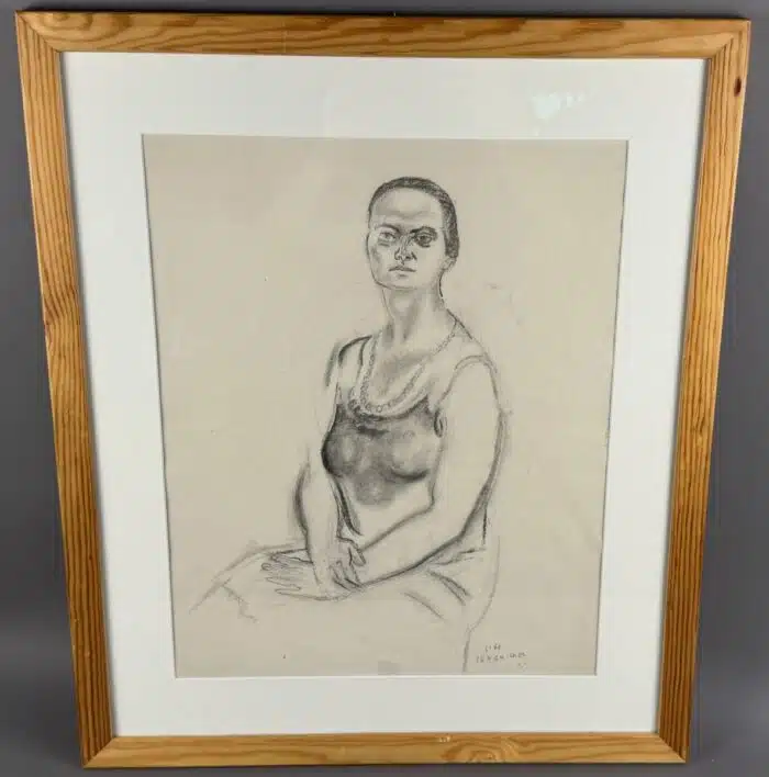 Ludwig Heinrich Jungnickel  Akt Kohlezeichnung signiert datiert 1933   62 x 54 cm