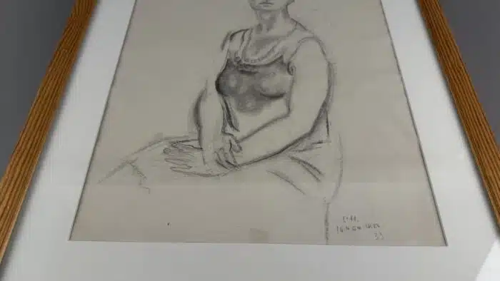 Ludwig Heinrich Jungnickel  Akt Kohlezeichnung signiert datiert 1933   62 x 54 cm – Bild 3