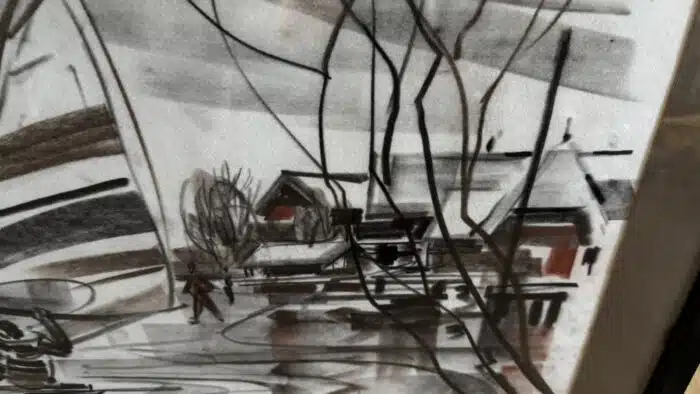 Franz Kaplenig "Surfen am Wörthersee" Aquarellierte Kohlezeichnung signiert datiert 82  99 x 74 cm – Bild 4