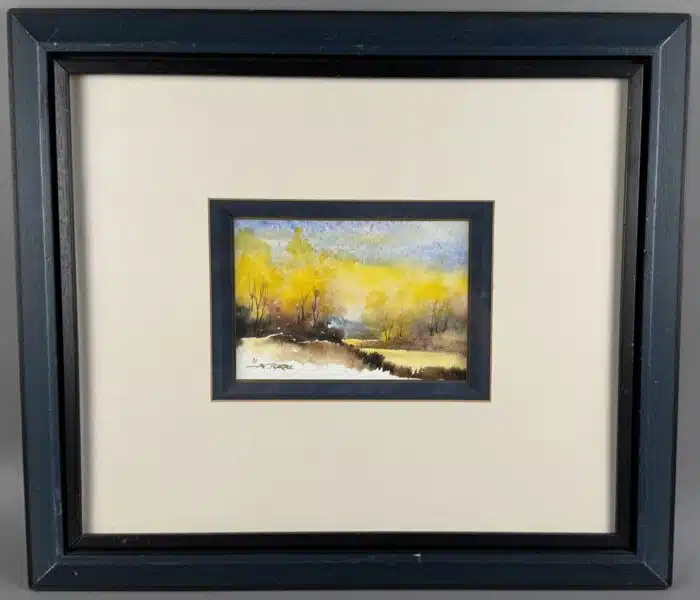 Alfred Radl Aquarell Aulandschaft signiert datiert 91, 56 x 49,6 cm