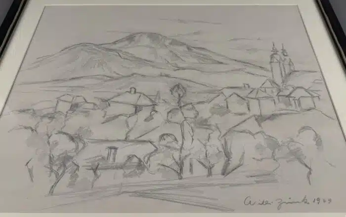 Willi (Willibald) Zunk Maria Saal Kohle auf Papier signiert datiert 1949  65 x 55 cm – Bild 3