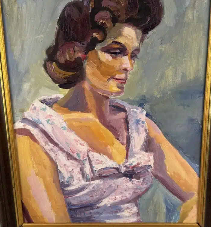 Willi Götzl Portrait Öl auf Leinwand Nachlass Stempel Willi Götzl,  1960 73 x 59 cm – Bild 3