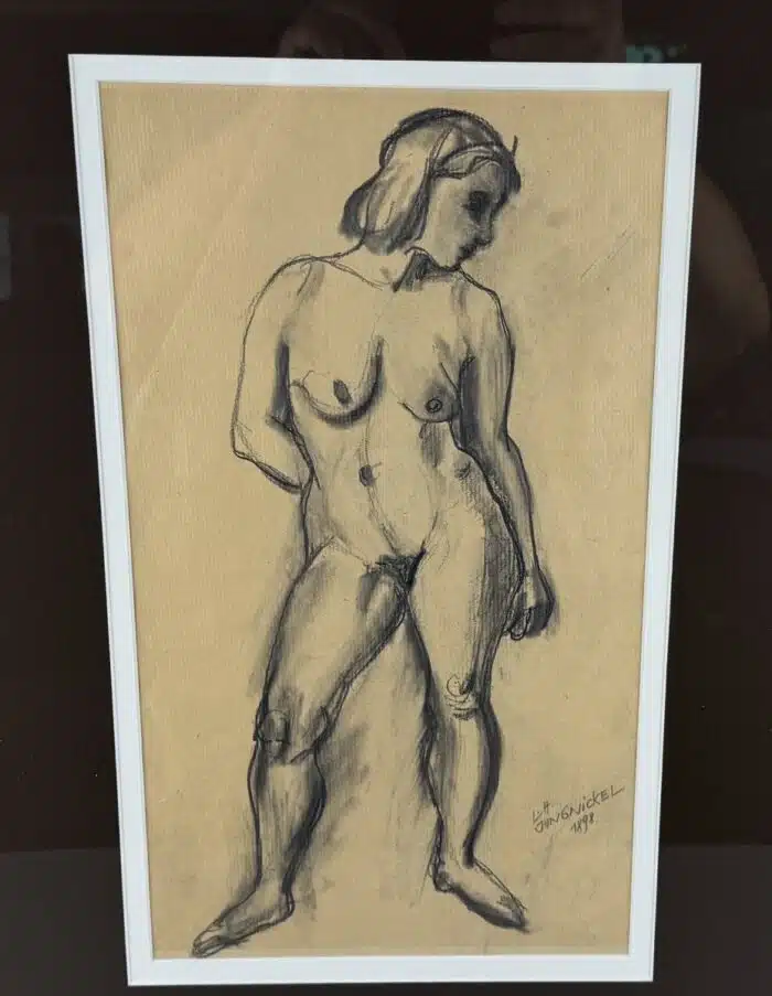 Ludwig Heinrich Jungnickel  Akt Kohlezeichnung signiert datiert 1898   67 x 47 cm – Bild 2