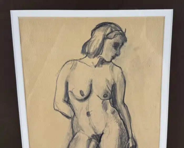 Ludwig Heinrich Jungnickel  Akt Kohlezeichnung signiert datiert 1898   67 x 47 cm – Bild 3