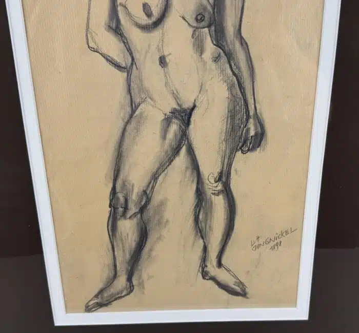 Ludwig Heinrich Jungnickel  Akt Kohlezeichnung signiert datiert 1898   67 x 47 cm – Bild 4