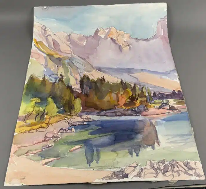 Willi Götzl Aquarell Berglandschaft Nachlass Stempel Willi Götzel 69 x 52 cm