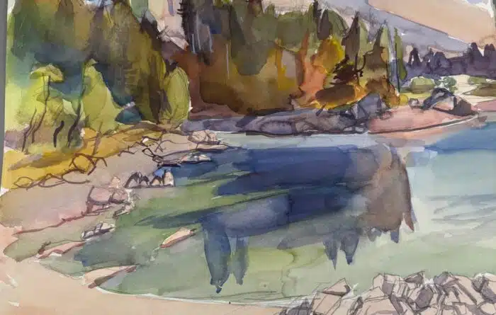 Willi Götzl Aquarell Berglandschaft Nachlass Stempel Willi Götzel 69 x 52 cm – Bild 4