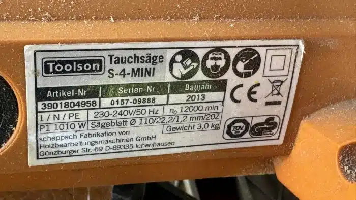 Tauchsäge S4 Mini Toolson  1010W - 110mm – Bild 4