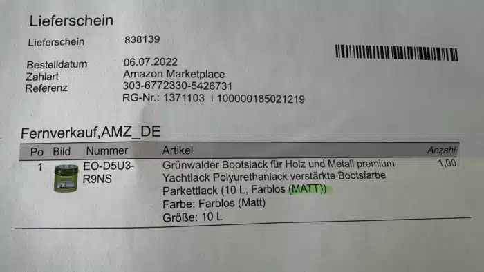 Grünwalder Bootslack für Holz und Metall premium Yachtlack Polyurethanlack verstärkte Bootsfarbe Parkettlack 10 L NP 124 € – Bild 7