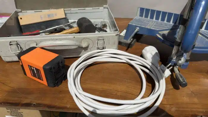 Posten Werkzeug - Gehrungssäge, Kabel,  Kiste mit Werkzeug uvm. siehe Bilder – Bild 3